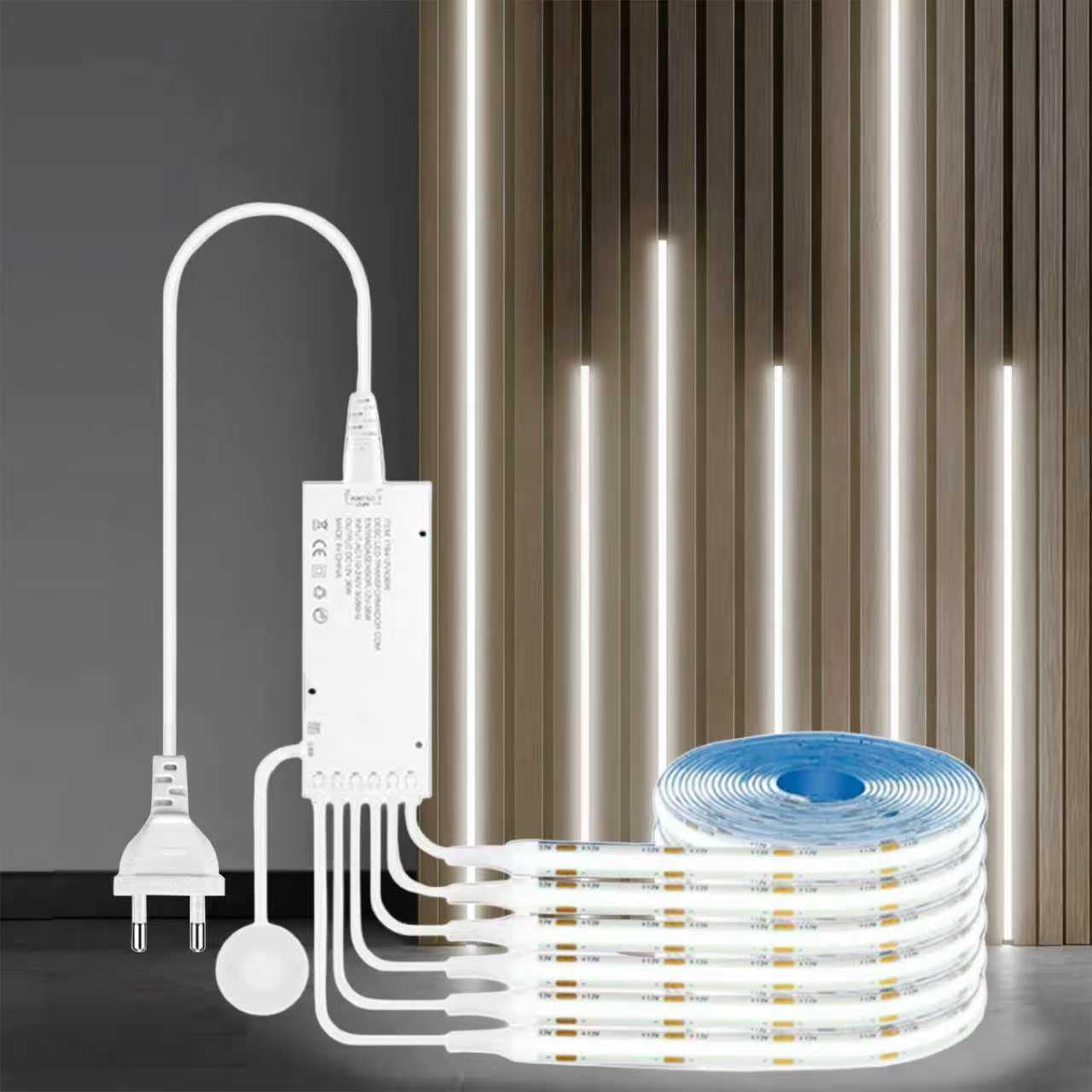 LRGBST 12V COB LED strisce, 6 rulli 3M Bianco LED strisce with Touch and Hand Sweep Switch per armadio, cucine, vetrine, scaffali, scaffali, pannelli acustici illuminazione