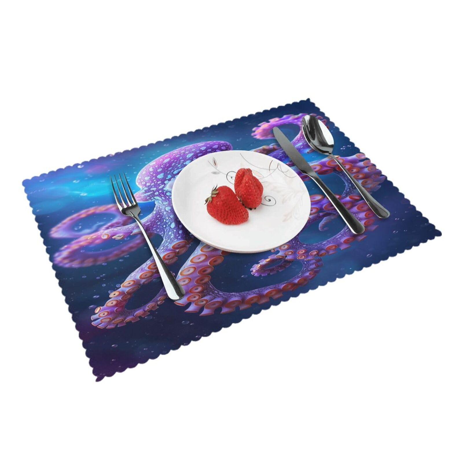 Ocean Octopus Placemats Set of 4 Print Table Mats Place Mats Table Decor for Kitchen Dining 12X18 in