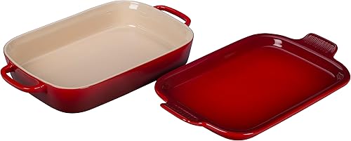 Miniatura 10 de Le Creuset Plato rectangular de gres con tapa de plato, 14 34 x 9 pulgadas, ostra