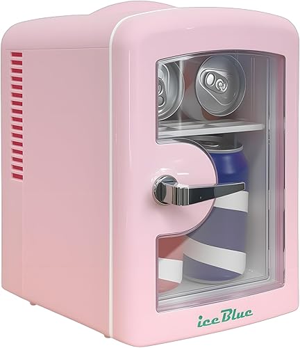 Miniatura 9 de Iceblue Mini nevera, pequeño refrigerador con ventana de visión, 4 litros/6 latas, refrigerador pequeño compacto para belleza y bebidas,