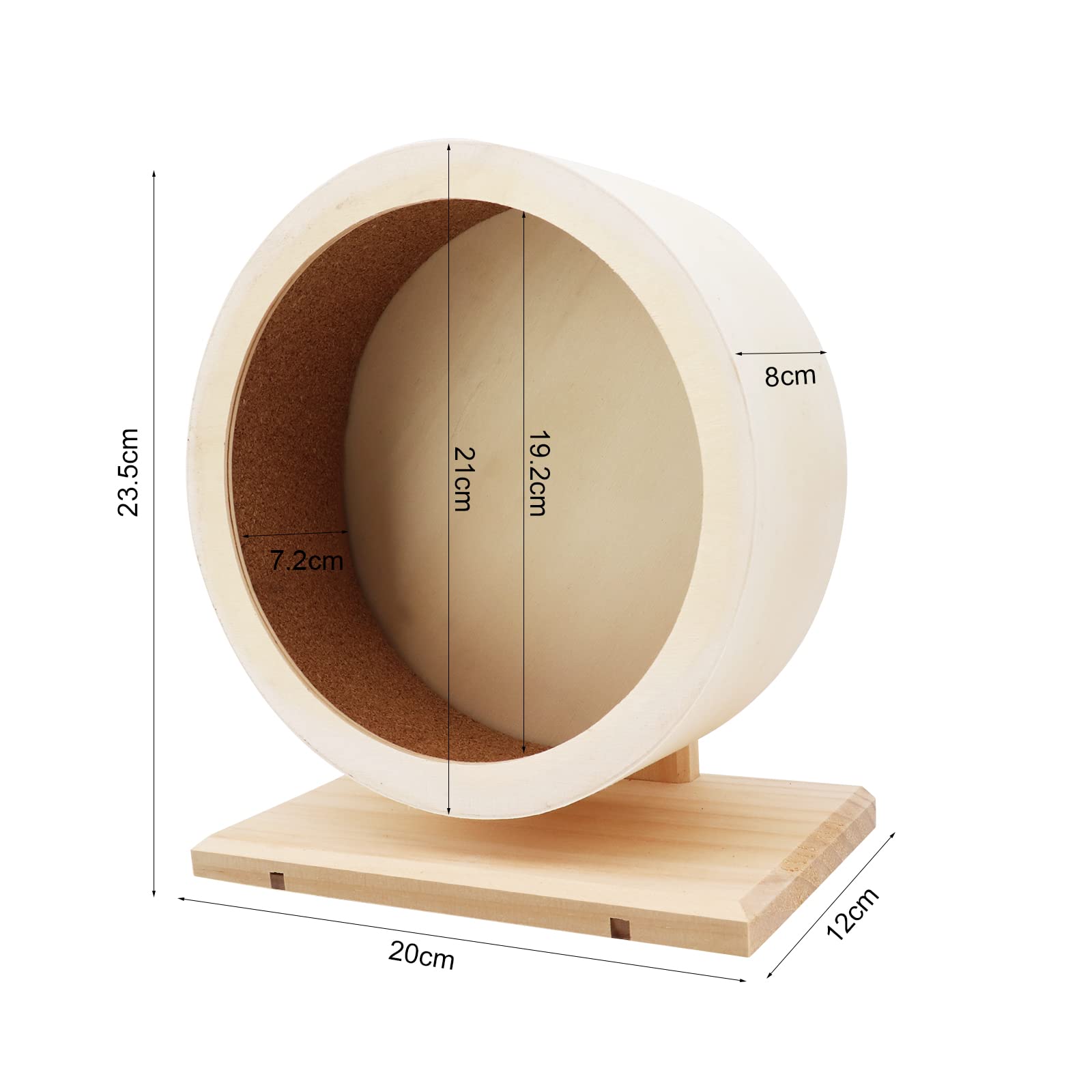 Rueda de hámster de Madera, Rueda de Ejercicio para Mascotas pequeñas, Rueda giratoria silenciosa para Descanso y Ejercicio de hámsters sirios, jerbos, Ratones, Enanos(M,Φ/21cm)