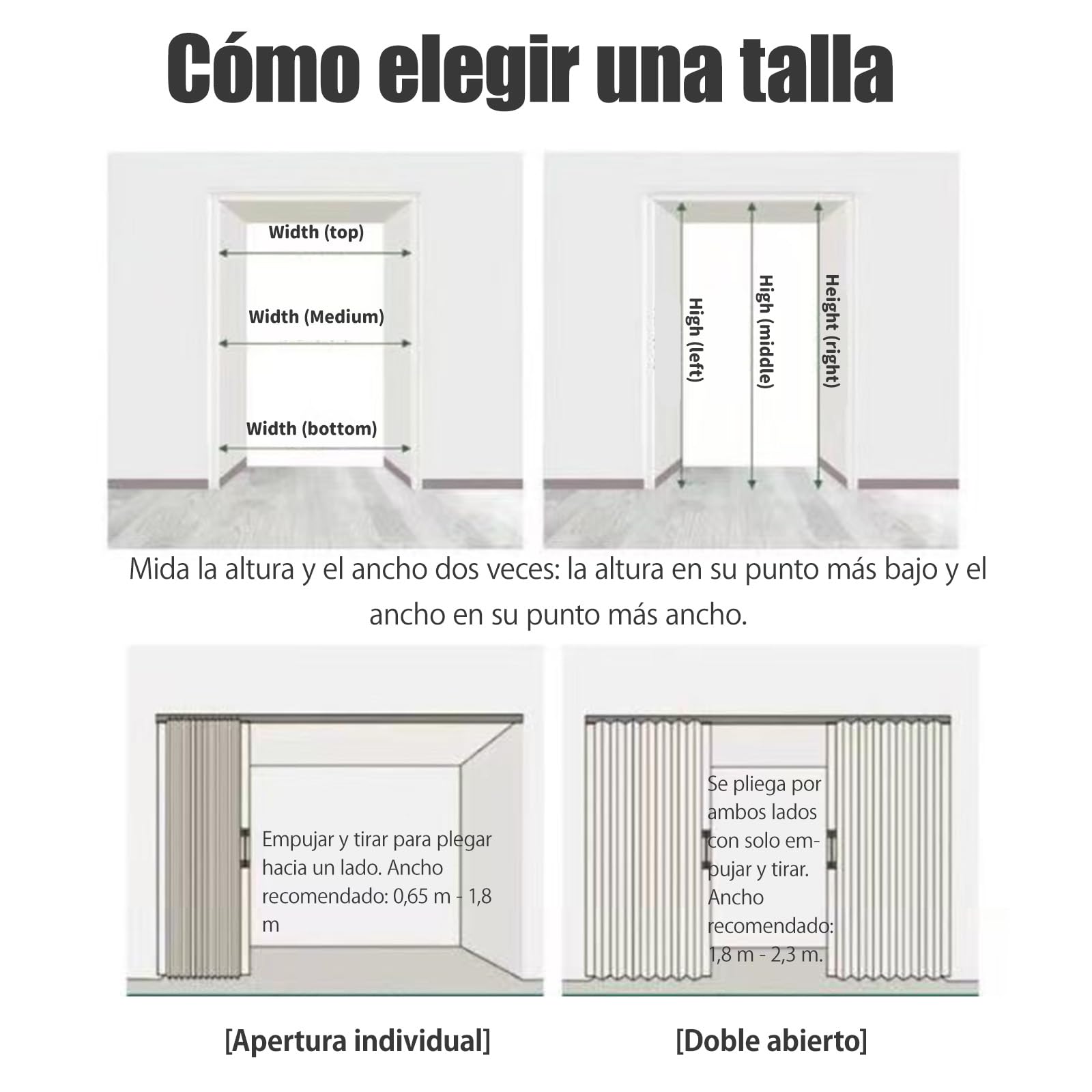 Puerta Plegable, Puertas Plegables Blancas Cerradas Estilo Acordeón, Divisores de Ambientes para Cocina y Baño, para Cocina Lavadero Armario, Fácil instalación, Blanco（W×H:145×203cm）