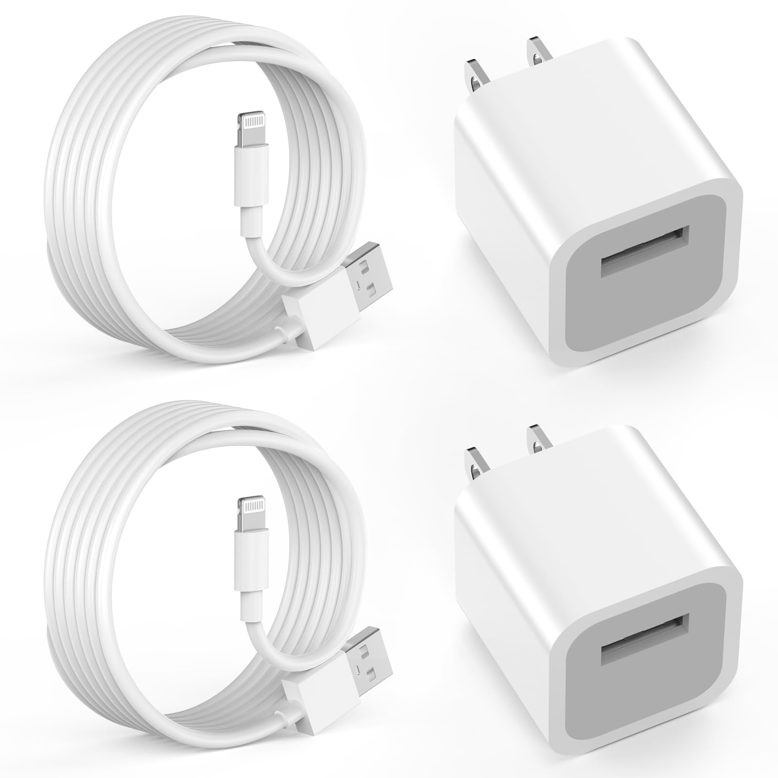 [Apple MFi Certified] iPhone Charger, 2 Pack USB Wall Charger Fast Charging Travel Plug Adapter with 6FT USB to Lightning Quick Charge Data Sync Cable Cord for iPhone 14 13 12 11 Pro Max XS XR X 8 7 6