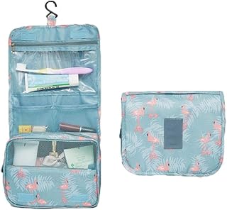 Hanging Travel Case Toiletry Bag Multifunction Cosmetic Bag Portable Makeup Pouch Waterproof Travel Makeup Bag Hanging Makeup Organizer for Women and Girls (Flamingo)