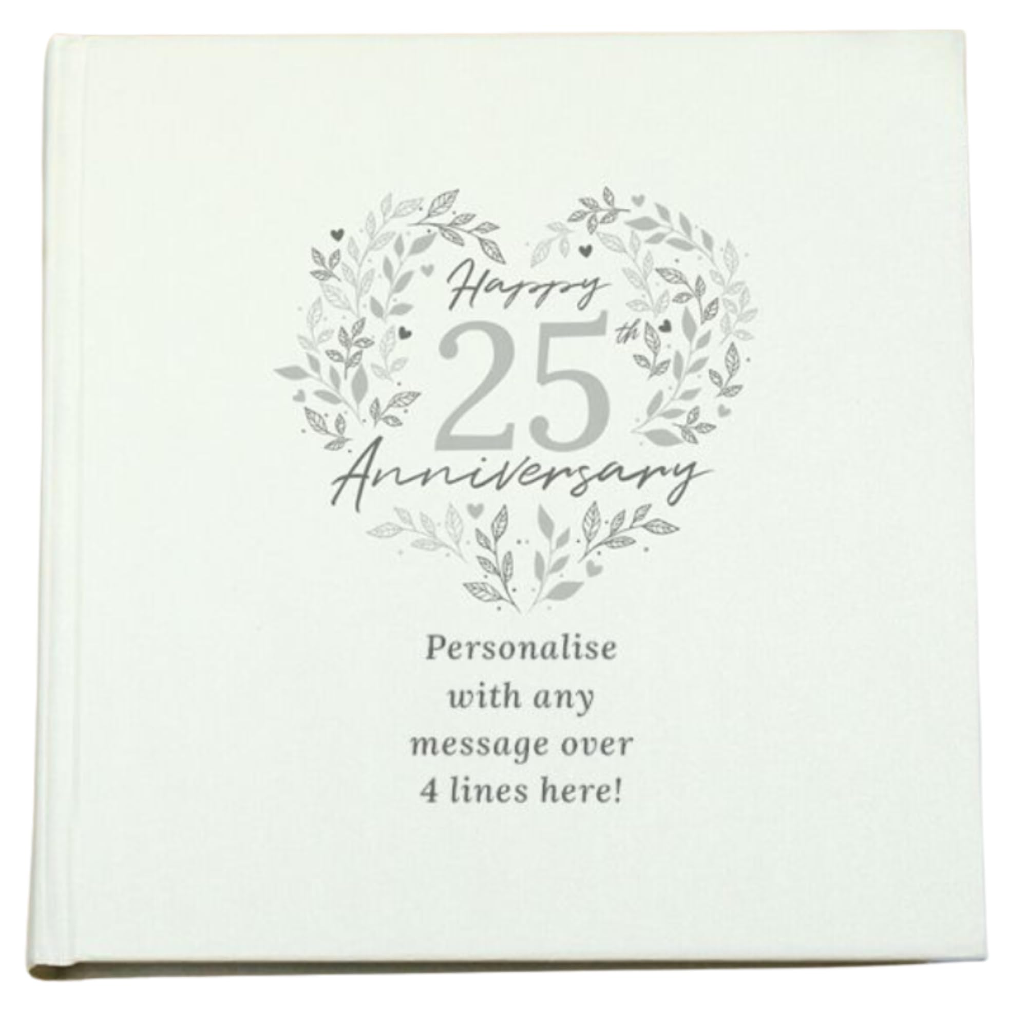 Caleli Gifts White Personalised Silver Wedding Anniversary Photo Album. 25Th Wedding Album