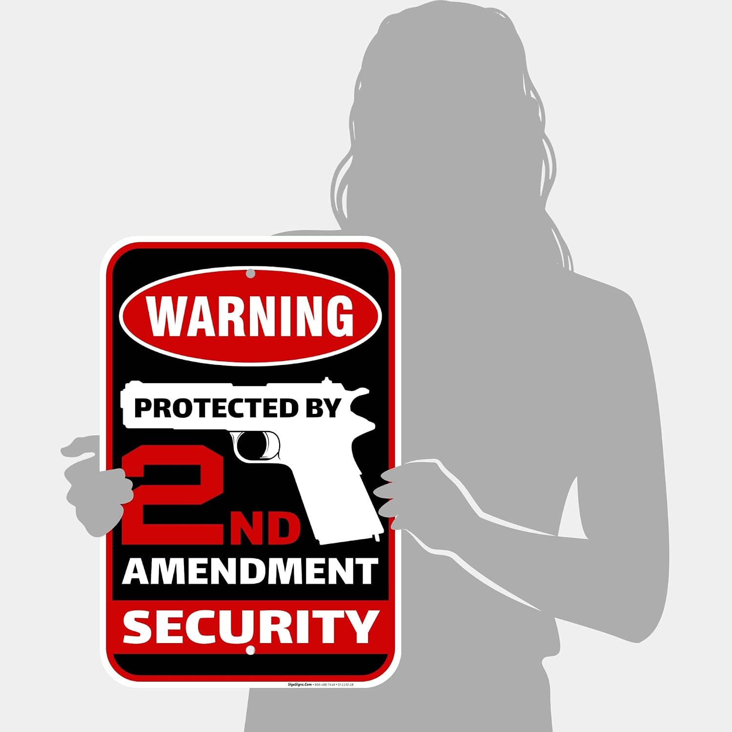 2nd Amendment, Protected by 2nd Amendment Sign, 12x18 Inches, Rust Free .063 Aluminum, Fade Resistant, Made in USA