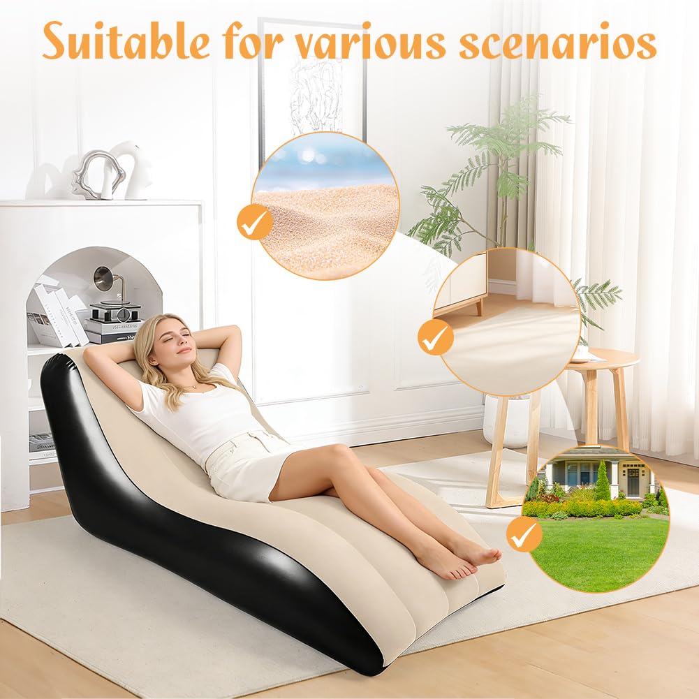 Gohytal Aufblasbares Sofa, Aufblasbar Liege, Aufblasbar Luftbett mit Luftpumpe, Aufblasbare Couch, Sessel, Lounge, Camping Sofa, Geeignet für Drinnen Draußen