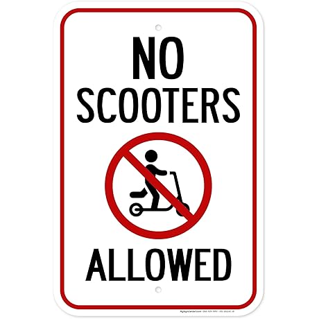 No Scooters Allowed With Graphic Sign