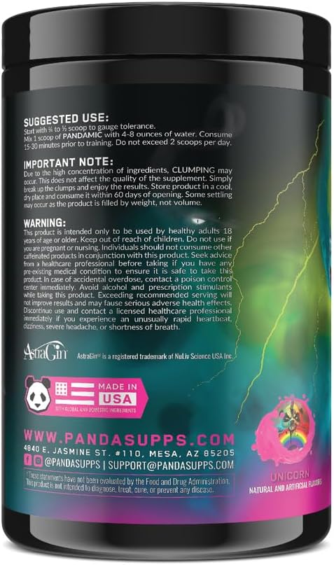 Miniatura 3 de Underground Bio Labs Panda Supps - Pandamic Extreme Pre-Workout V2 enfoque, bomba y energía para hombres y mujeres (25 porciones) (unicornio)
