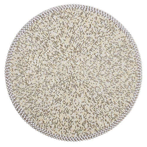 SARO LIFESTYLE Emma Collection Sparkly Beaded Placemats Set of 4 14 Ivory