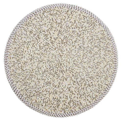 SARO LIFESTYLE Emma Collection Sparkly Beaded Placemats Set of 4 14 Ivory