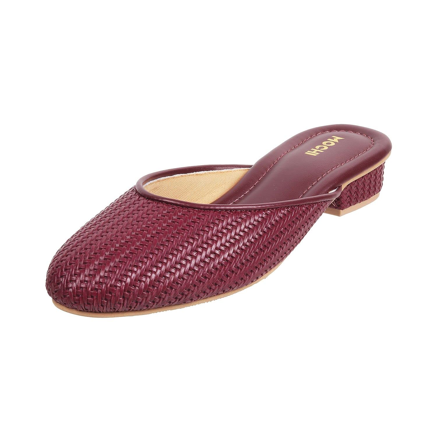 Mochi Women Maroon Synthetic Leather Mules UK/3 EU/36 (31-250) (B0C69481PV) Amazon Price History, Amazon Price Tracker