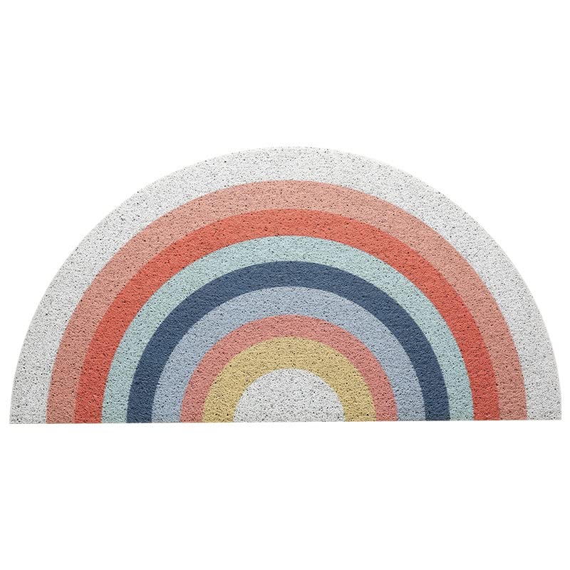 Durable Non-slipttybuy Semi-Circle Door Mat Rainbow Cute Entrance Floor Mat Non-Slip Mat Outdoor Mat Living Room Bedroom Bathroom Area Rug, 18x30in