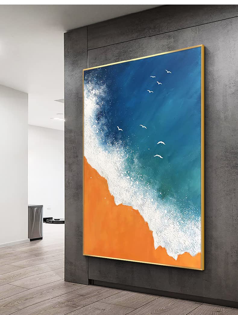 Amazon｜オレンジ色の抽象 完全手描き油絵 3D立体 アートパネル 壁掛け