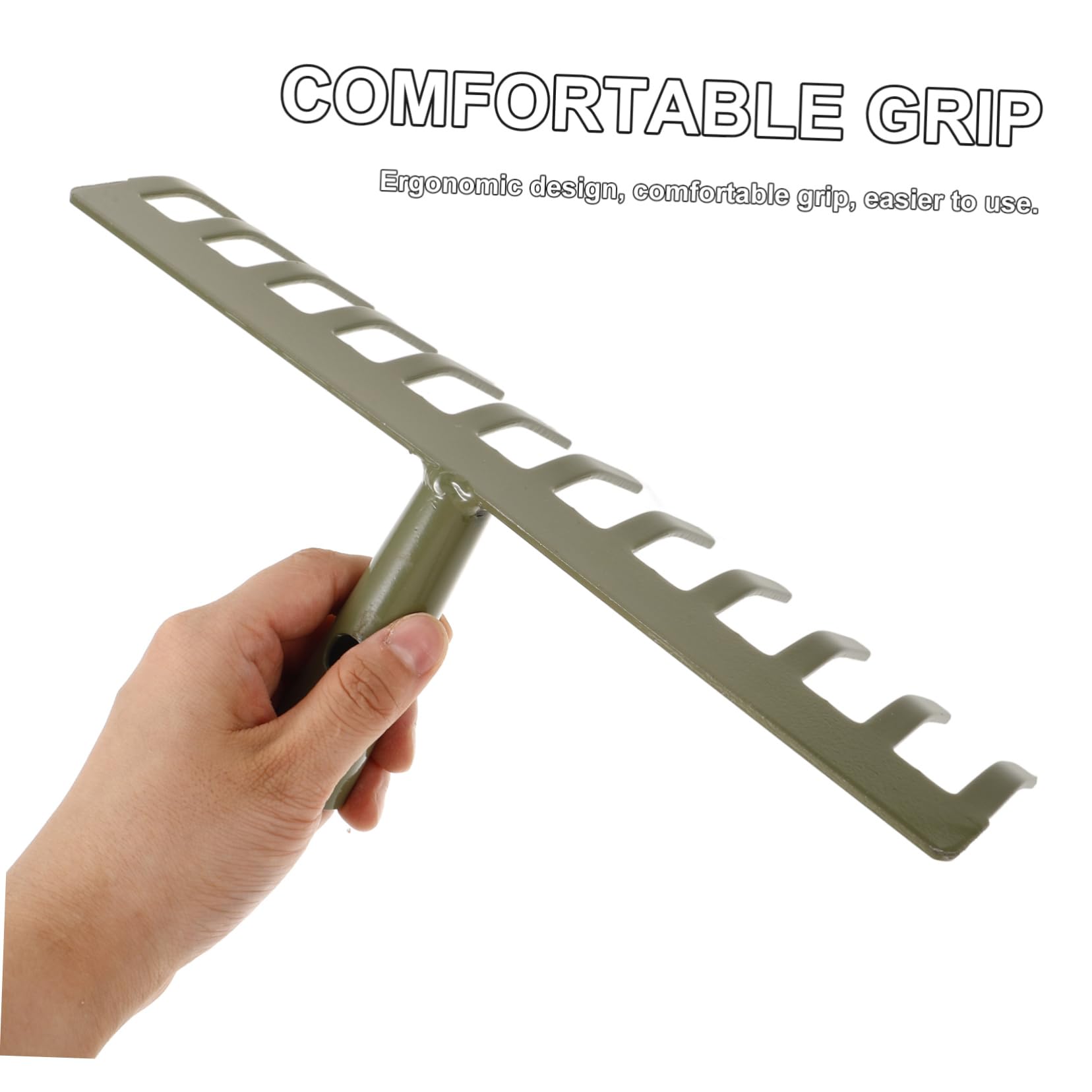 NUOBESTY 4 Pièces râteau de Jardin Devoir désherbage Dents relâchement Lourd râteaux de Jardin pour pelouses râteau pour enlever Les Plantes à Gazon Acier Carbone Green