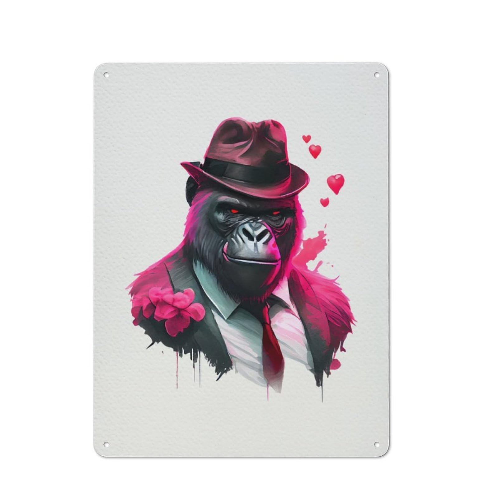 Junmoney Gangster Gorilla Funny Tin Sign 40X30cm For Café Or Home Bar, Rustic Wall Decor, For Garage, Workshop And Man Cave Decoration