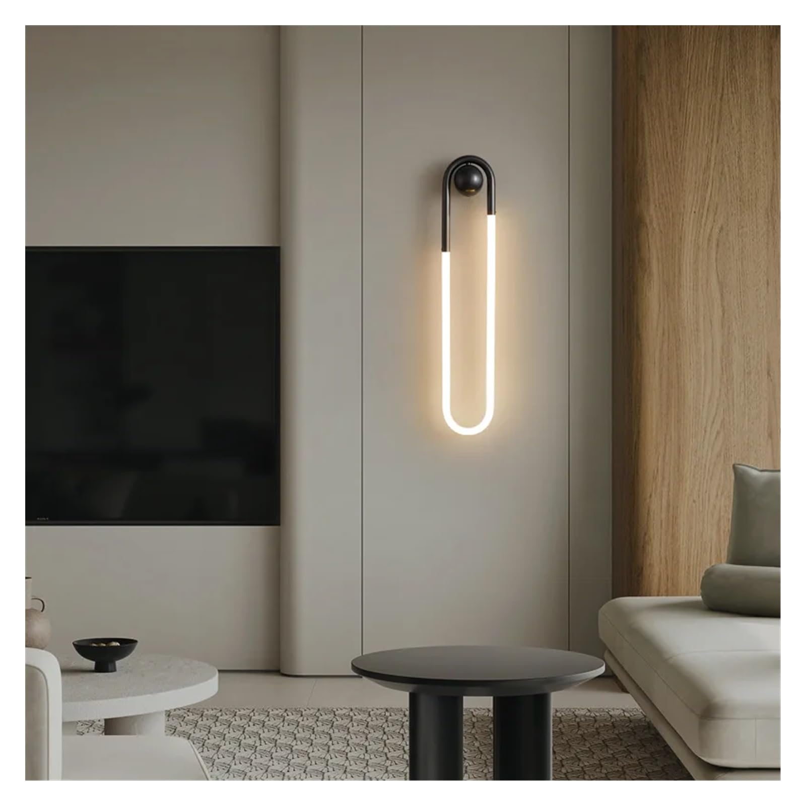 ISCBAFYX Kinkiet, lampy ścienne LED do sypialni nocny hotelowy kinkiet oprawy oświetleniowe dekoracja tła oświetlenie łazienka (4000K, B czarny 75cm)