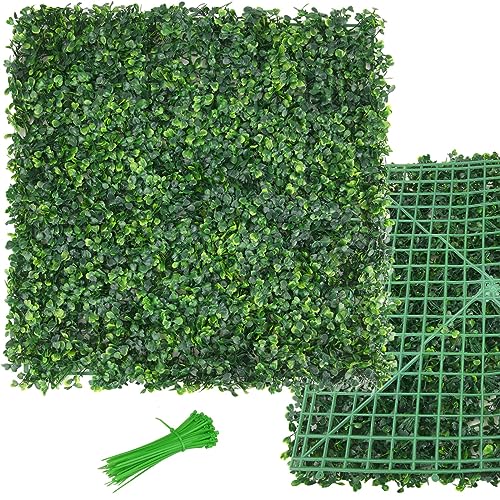 Boxwood Panels 12 Pack Grass Wall Panels 20 x 20 Inch - Boxwood Faux Grass Wall Panels Artificial Boxwood Panels for Indoor Outdoor Garden Greenery Wall Fence Covering Privacyb Backyard Decor