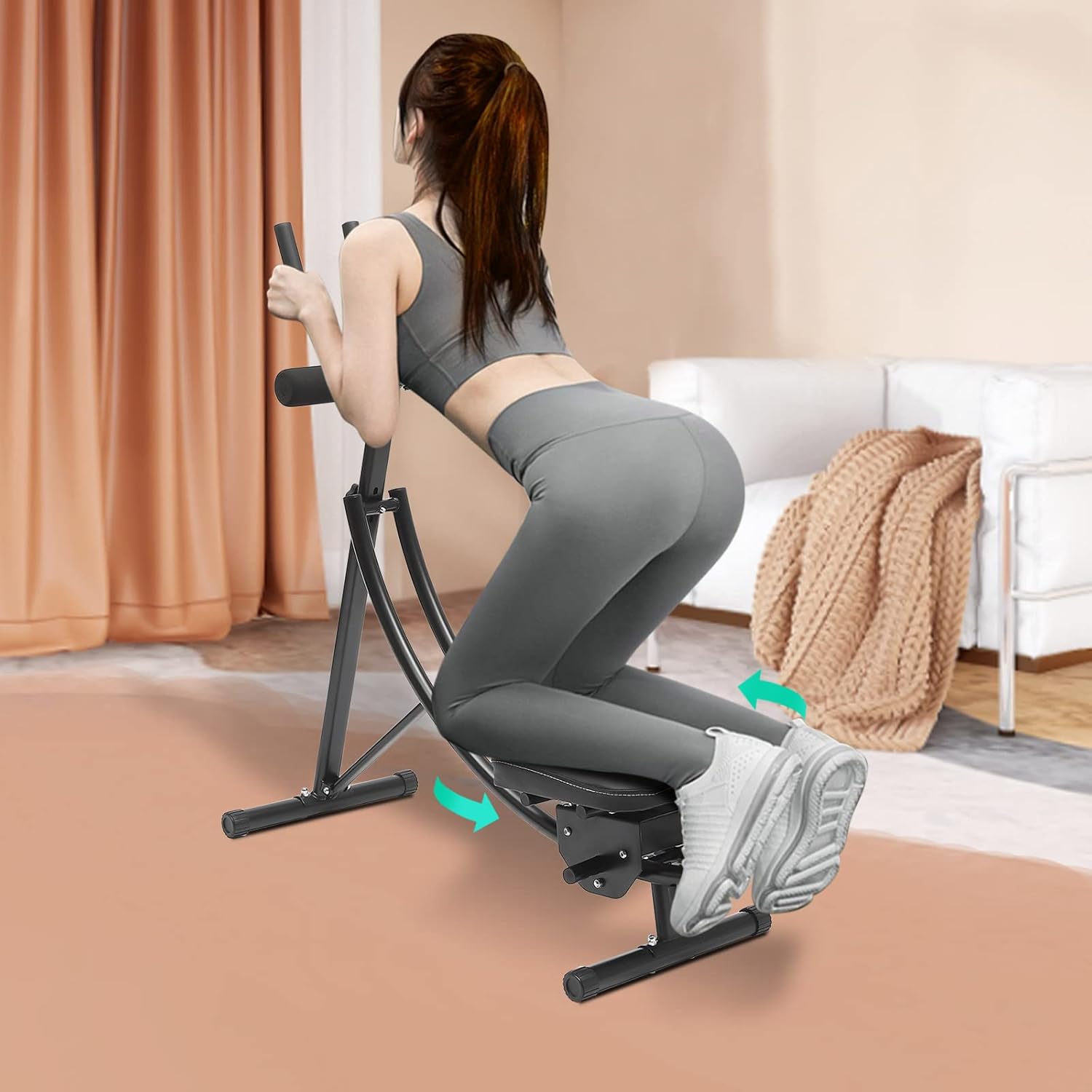 Ab Machine, 3-Level Adjustable 0-180°Rotatable 330LBS Load Dual Track Core Trainer for Home Indoor Gym Workout
