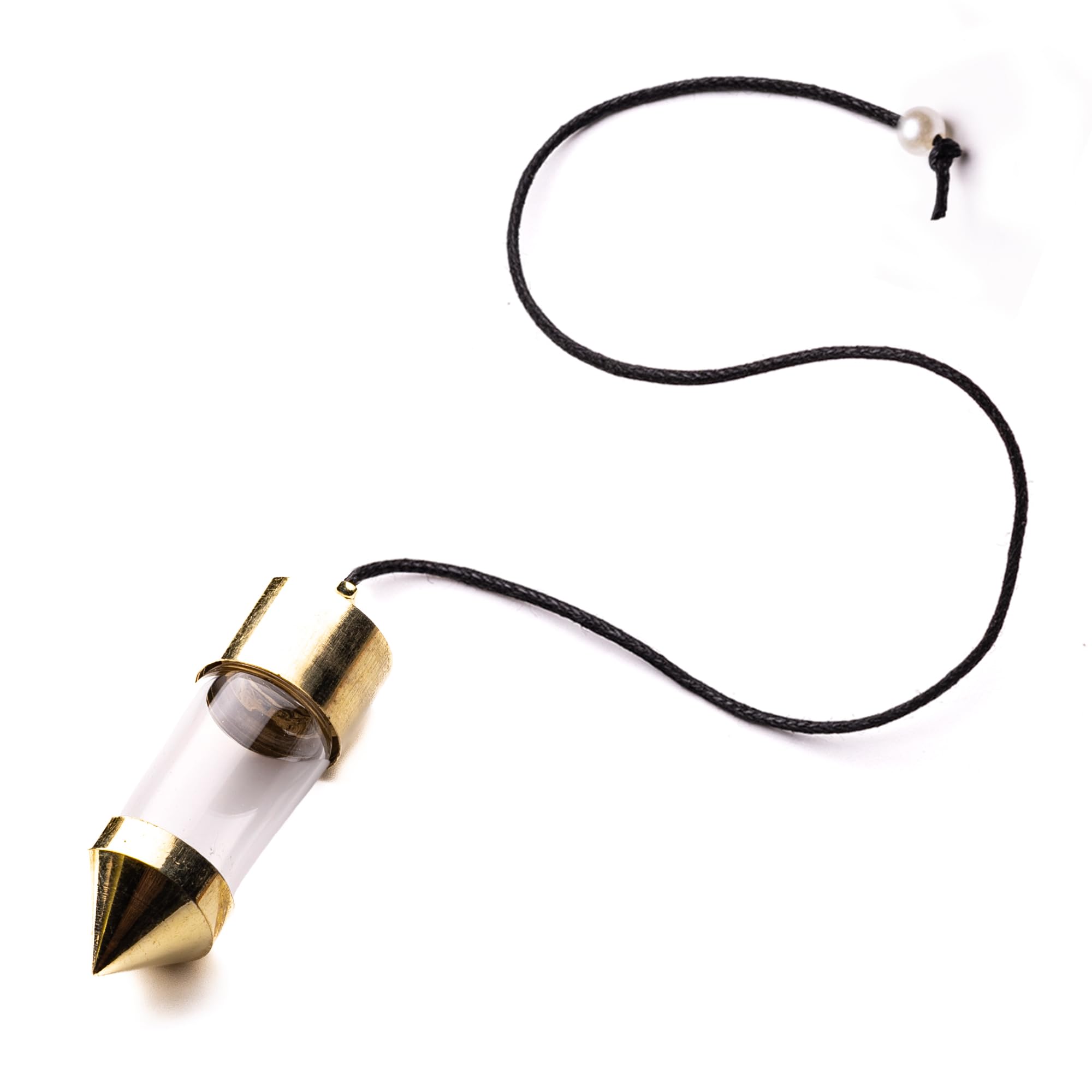 Brass Glass Bottle Dowsing Pendulum for Professional Massager Manual Back Dowser, Reiki Healing, Vastu & Feng Shui Experts (4 Premium Charts, Jute Bag)