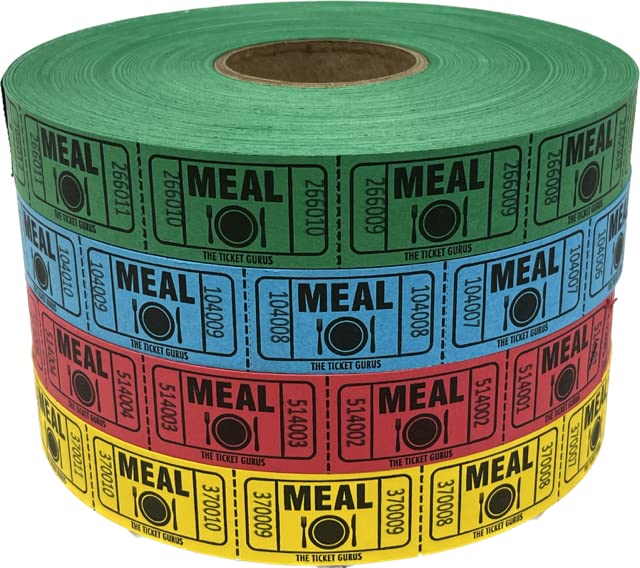 The Ticket Gurus-(4) Rolls of Meal Tickets (2000ct per Single roll) Consecutively Numbered Raffle Tickets