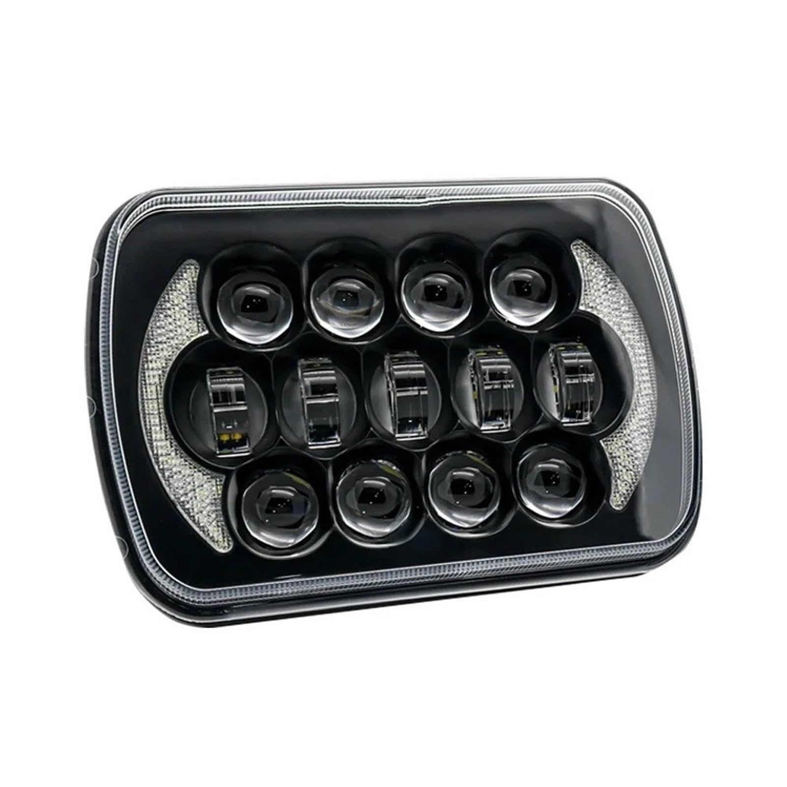 Phares Avant Phare LED Carré 7 X 6 Faisceau Haut-bas 5 X 7 Pouces Pour Jeep Pour Cherokee XJ Pour Wrangler YJ Voiture Tout-terrain Camion H6054 H5054(1 piece black A)