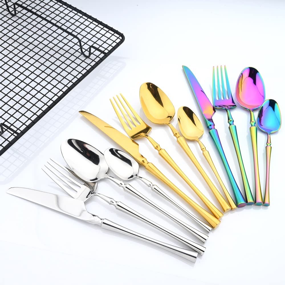 Ensemble de couverts, 24 pièces, ensemble de vaisselle, fourchettes, couteaux, cuillère, couverts de table, ensemble de couverts en acier inoxydable, ensemble de couverts de cuisine, vaisselle de