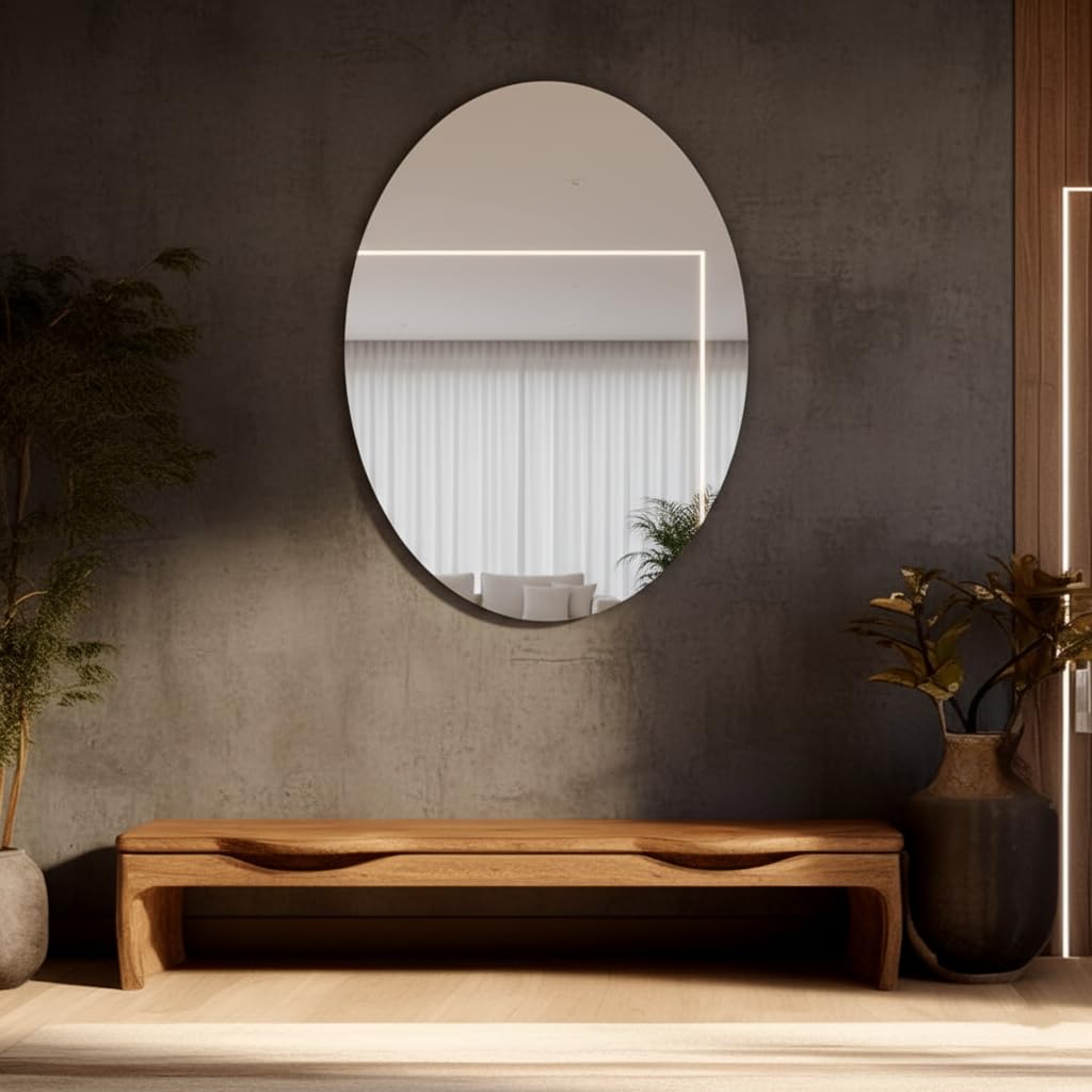 Oval Decorative Wall Mirror – Stylish Mirror for Bathroom, Bedroom, Living Room & Makeup Area. (9x15)-image-24