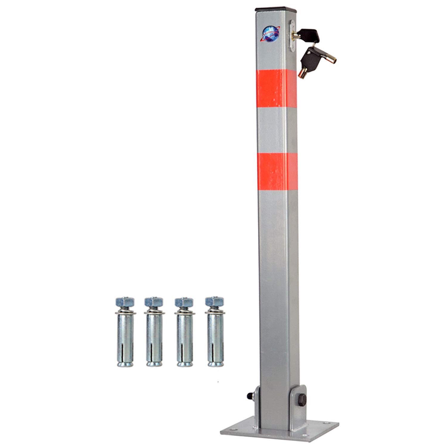 SINGLE/SET OF 2 3 & 4 LOCKABLE FOLDING CAR PARK BARRIER DRIVEWAY SECURITY BOLLARD POST (1)