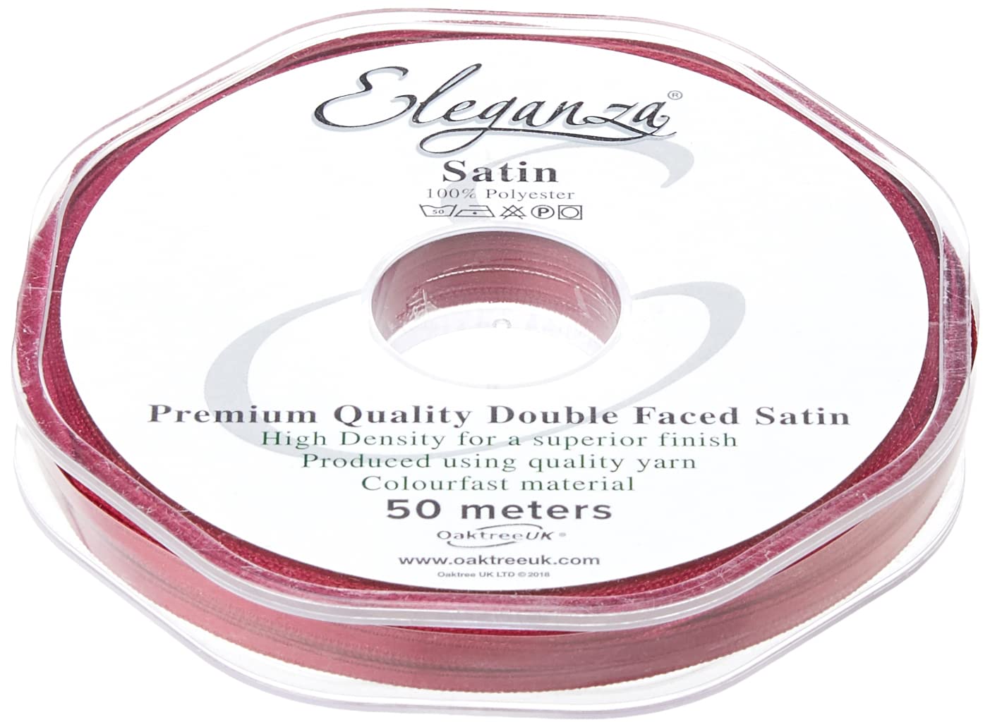 Eleganza Double Faced Satin 3mm x 50m Burgundy No.17, 3 mm x 5 0m
