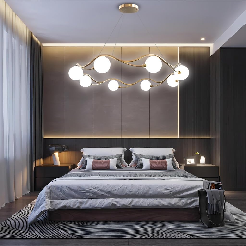 Lampadario moderno a forma di bolla in vetro G9, lampada a sospensione, tavolo da pranzo, isola, lampada da soffitto in metallo, 8 luci, adatto per soggiorno, camera da letto, cucina, armadio, illumi