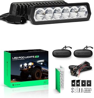 YHTAUTO 6 Inch LED Light Bar Spot 30W Off-Road Lights for Truck UTV ATV | Camper Driving Work Light for SUV Golf Cart Tractor 4x4 Van, IP67 Waterproof Lamp with Wiring Harness & Light Cover