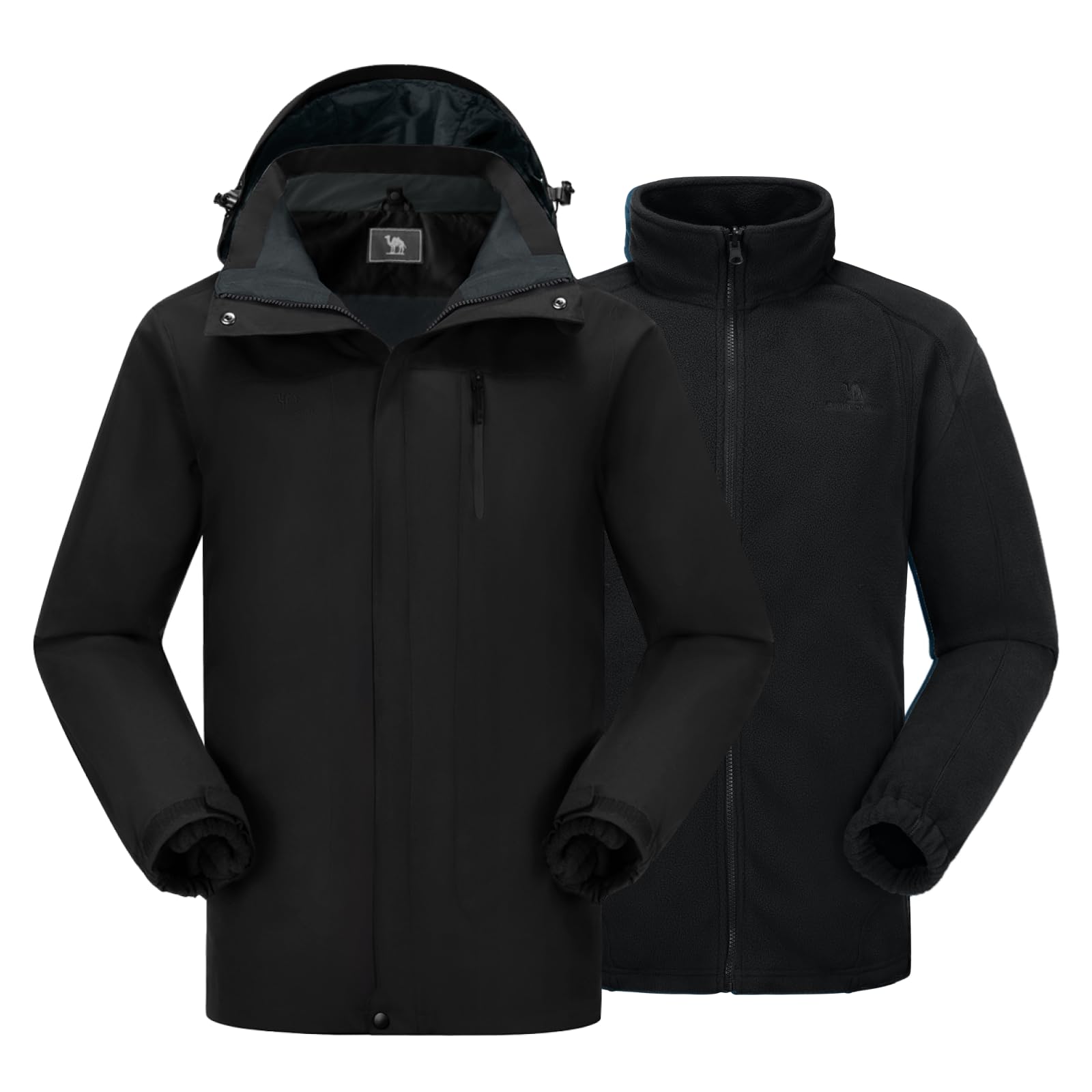 CAMEL CROWN Mens 3 in 1 Ski Snow Jacket Waterproof Winter Snow Coat Windproof Warm Fleece Lining Hiking