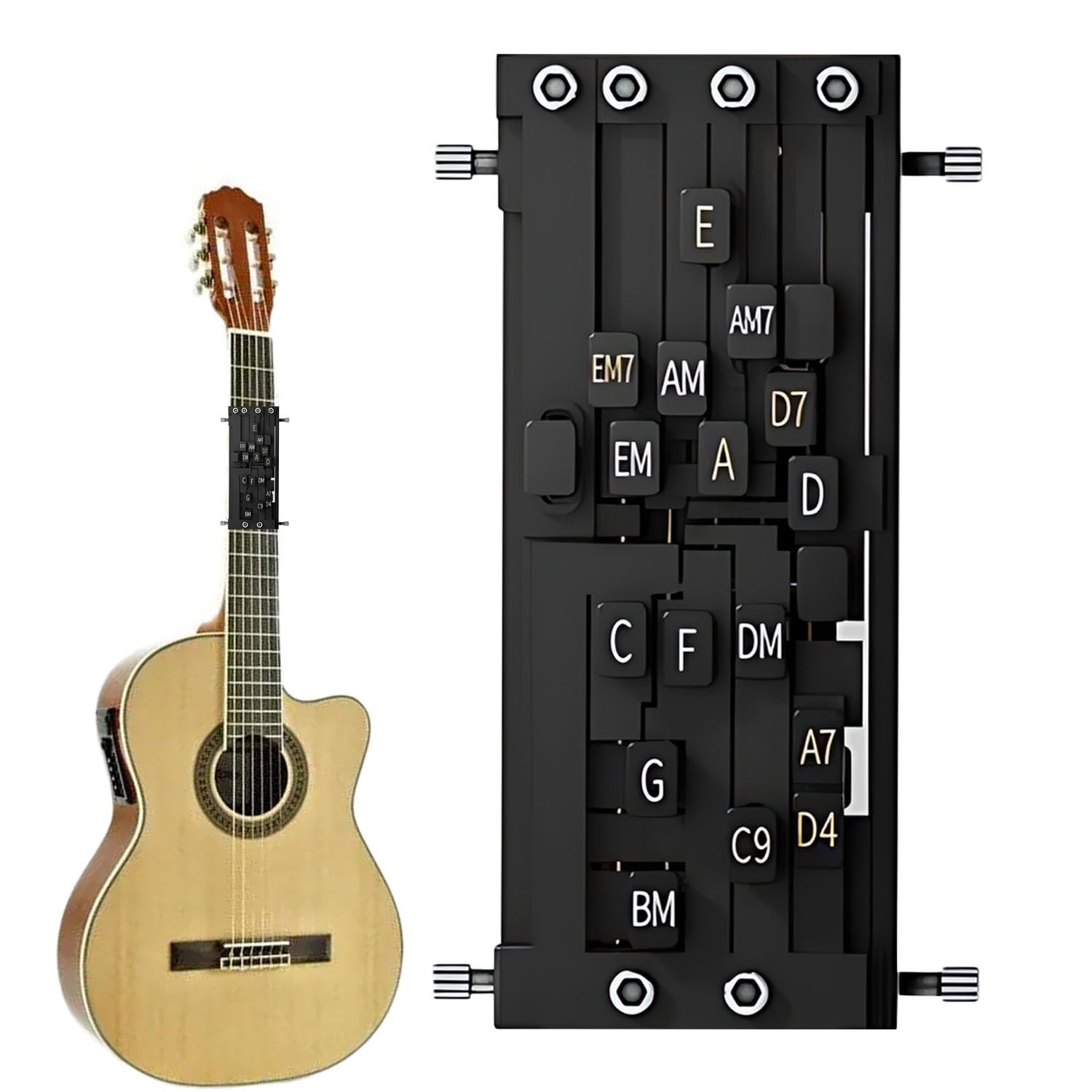 DUOPAI Electric Guitar Chord Presser, Guitar Assistant Practical Teaching Tool, One-Touch Guitar Chord Player, Guitar Chord Presser Guitar Beginner One-Key Chord Assisted Learning Tool