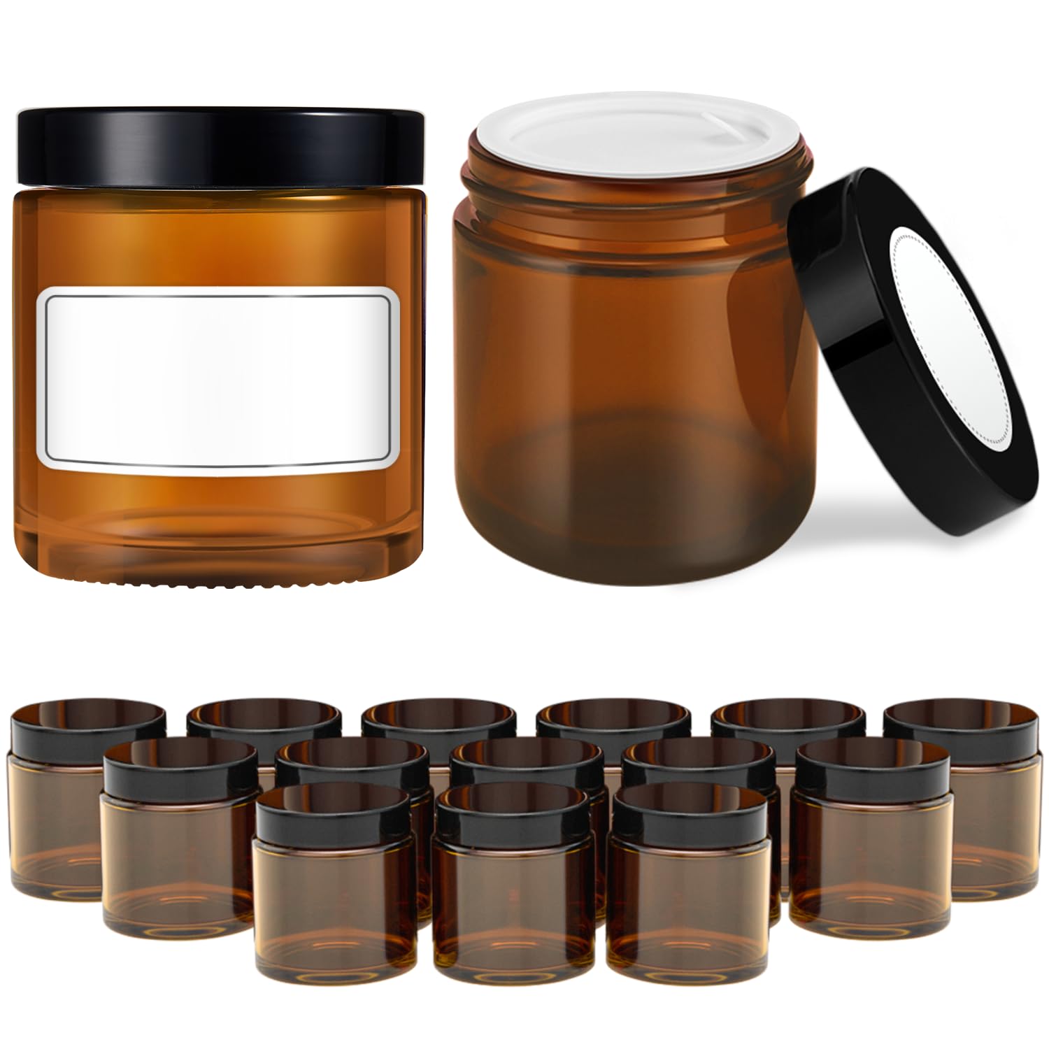 Tecohouse 4 oz Amber Jars 16 Pack