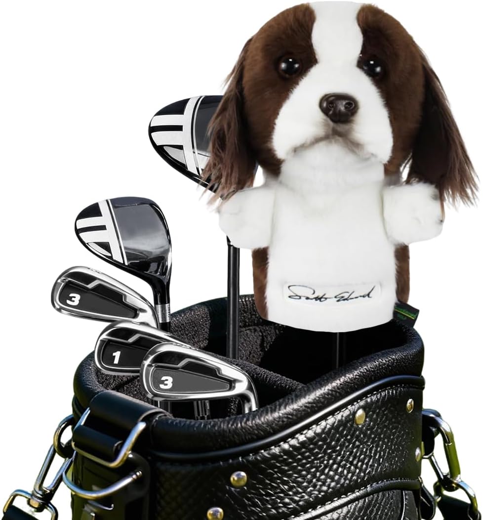 Scott Edward Funny Golf Club Headcover Fit Well for Driver Wood Upto 460cc Cute Beagle Dog and Bulldog Animal Design Soft Functional Stylish Protection for Men and Women