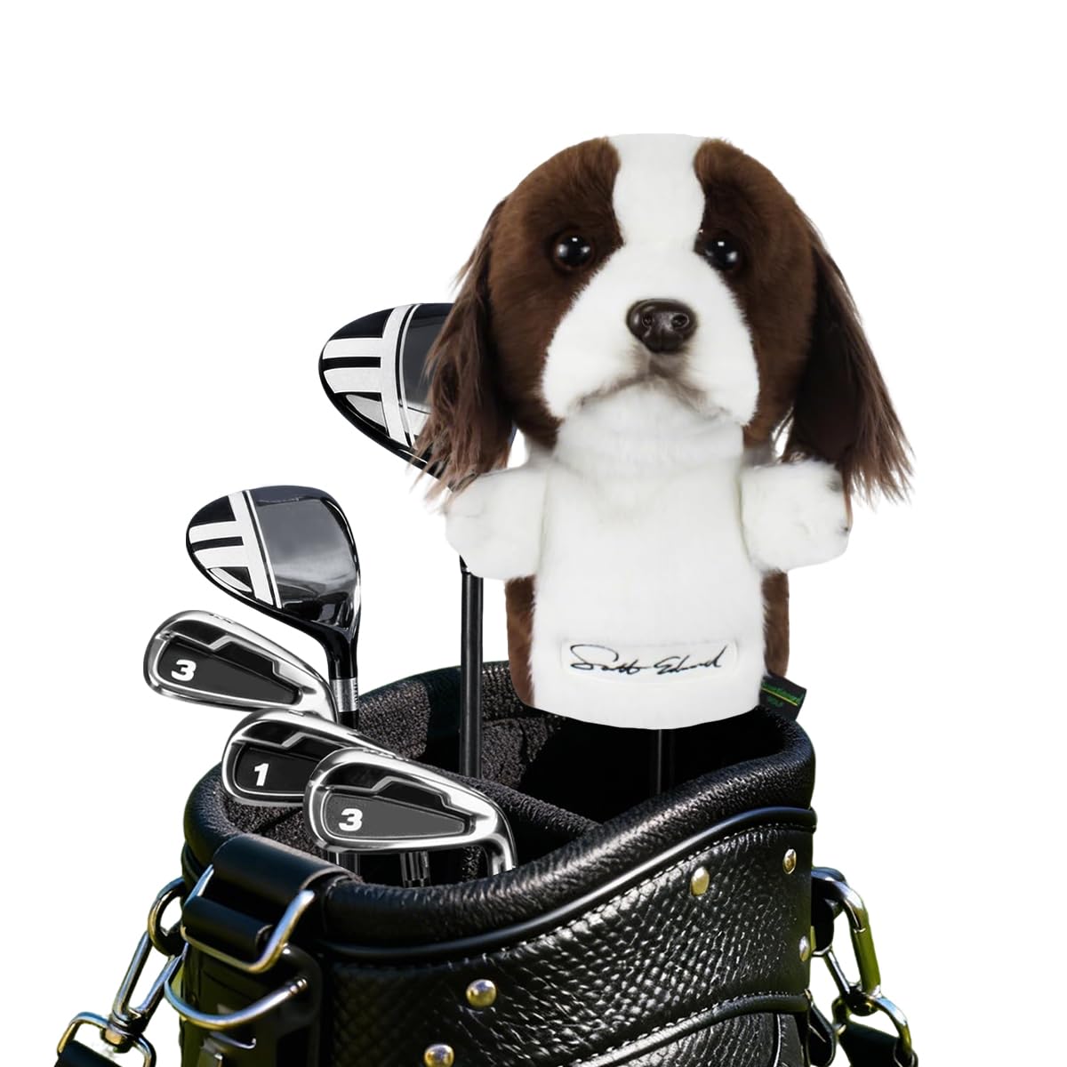 Scott Edward Funny Golf Club Headcover Fit Well for Driver Wood Upto 460cc Cute Animal Design Soft Functional Golf Headcover Stylish Protection for Men and Women, Red Brown Beagle