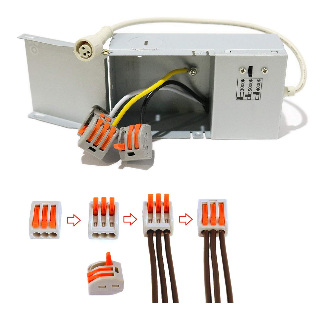 YUURTA (6-Pack 4 Inch 8W 3CCT LED Gimbal Downlight (Canless Pot Light) Color Selectable: 3000K/4000K/5000K 120V Dimmable Recessed Directional Rotatable Light Panel ETL Listed IC Rated (Black, 3CCT)