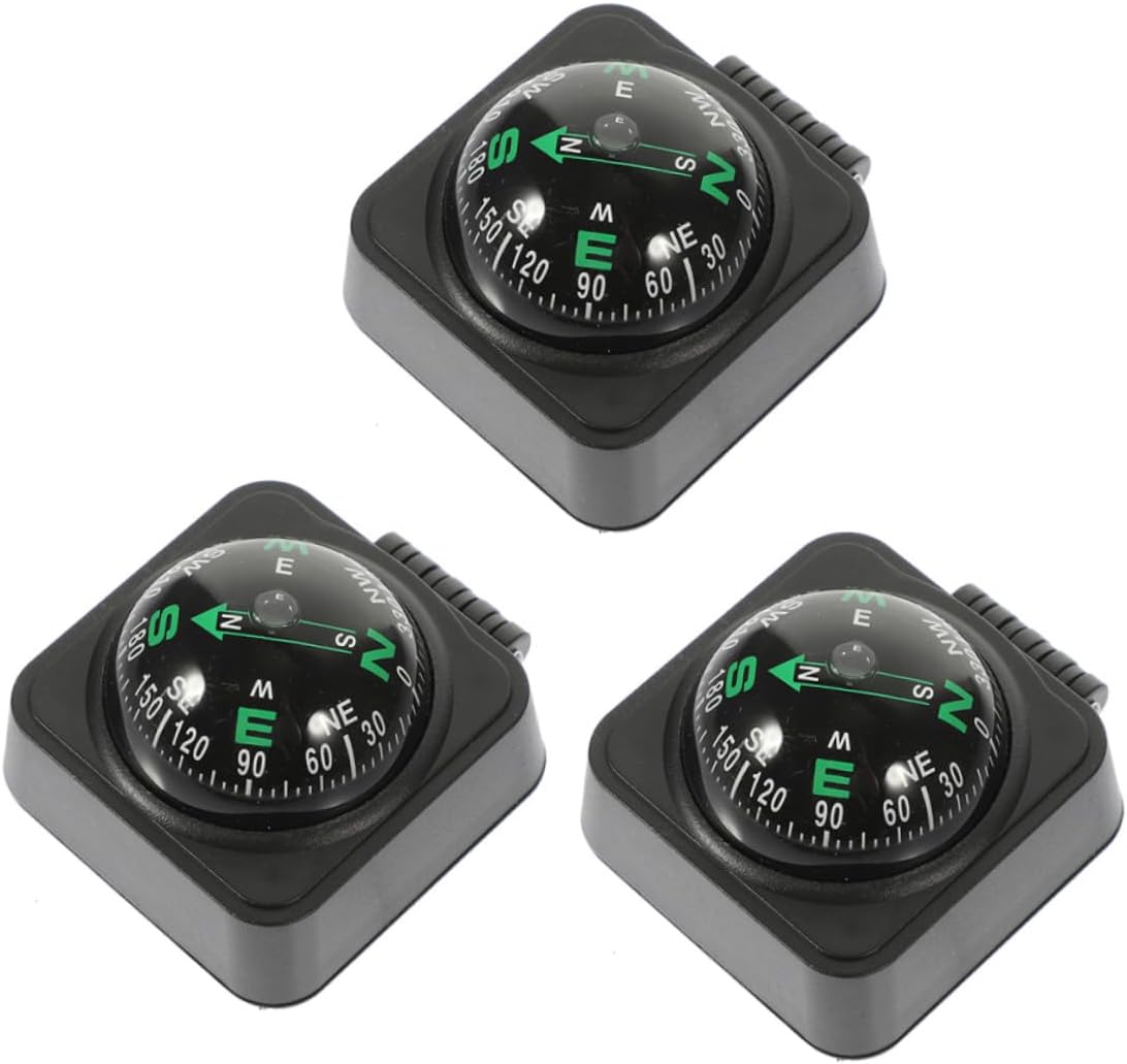 Abaodam Adjustable Car Dashboard Compass Ball 3pcs Set Small Pocket-Sized Navigation Compass for Boat Motorcycle Outdoor Use