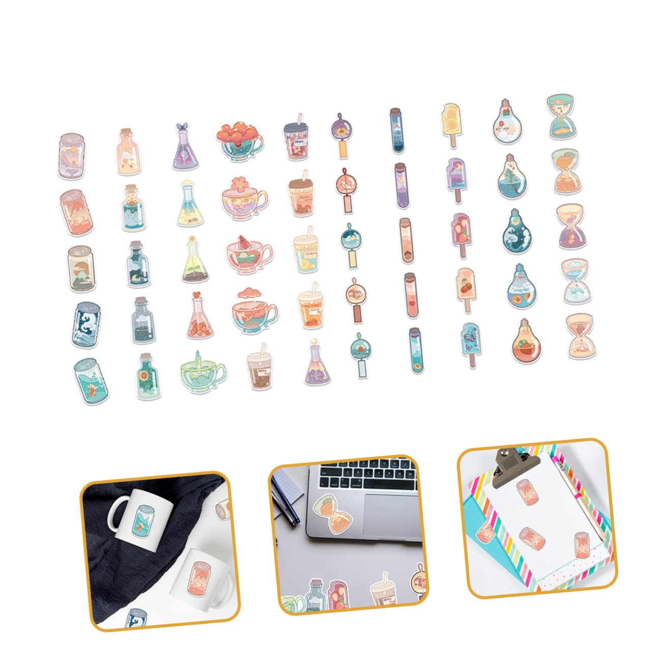 STOBOK 500fogli Adesivi Decorativi Impermeabili Per Scrapbook e Album Fotografici Stickers Fai Da Te Adesivi Per Bottiglie e Tazze Decorazioni Creative Per Diari e Progetti Artigianali