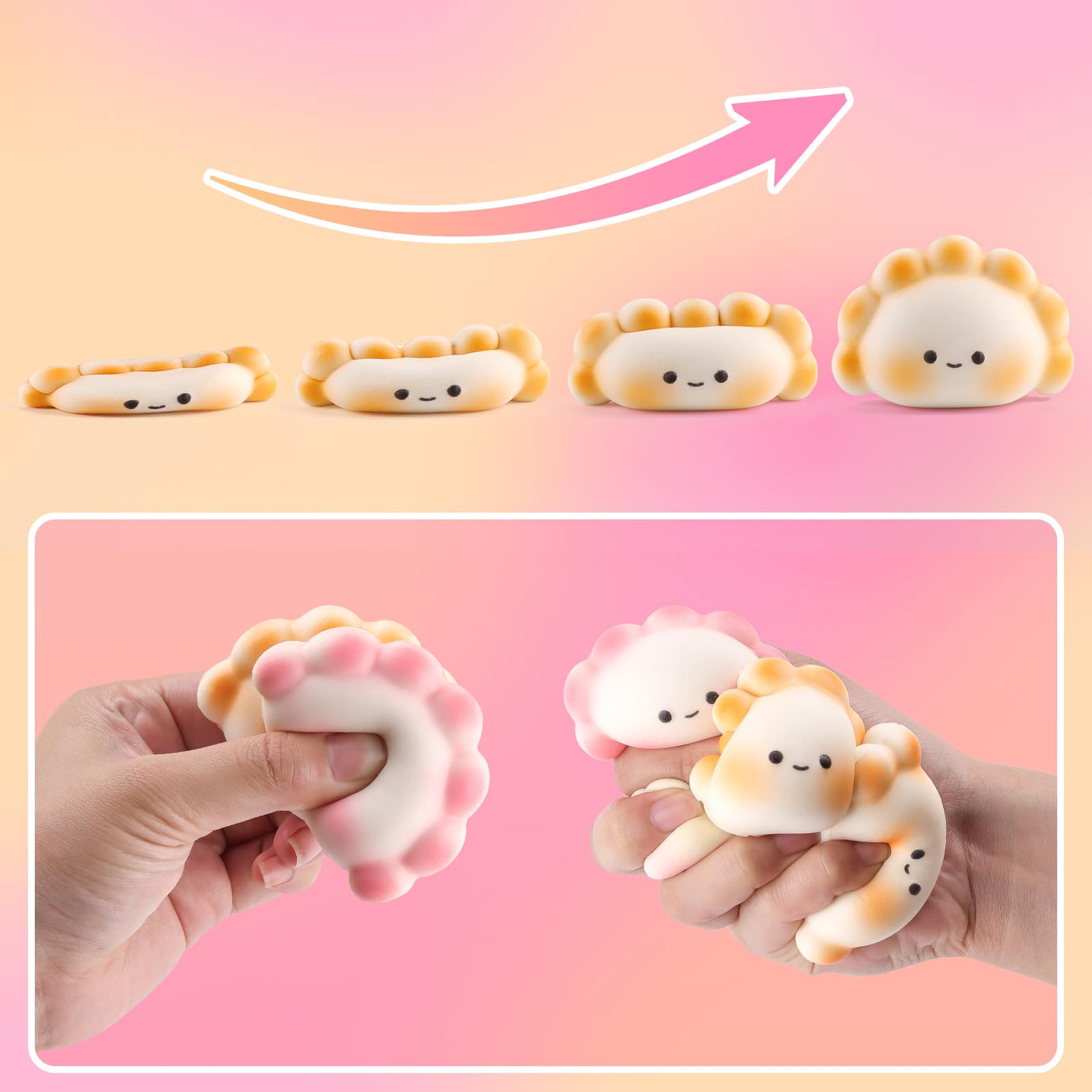 Anboor 4 SZT. Małe zabawki typu squishy z wypełnieniem - powolnie napełniające się zabawki sensoryczne do wciskania dla dzieci i dorosłych, urocze kawaii zabawki do odstresowania do klasy, na urodziny