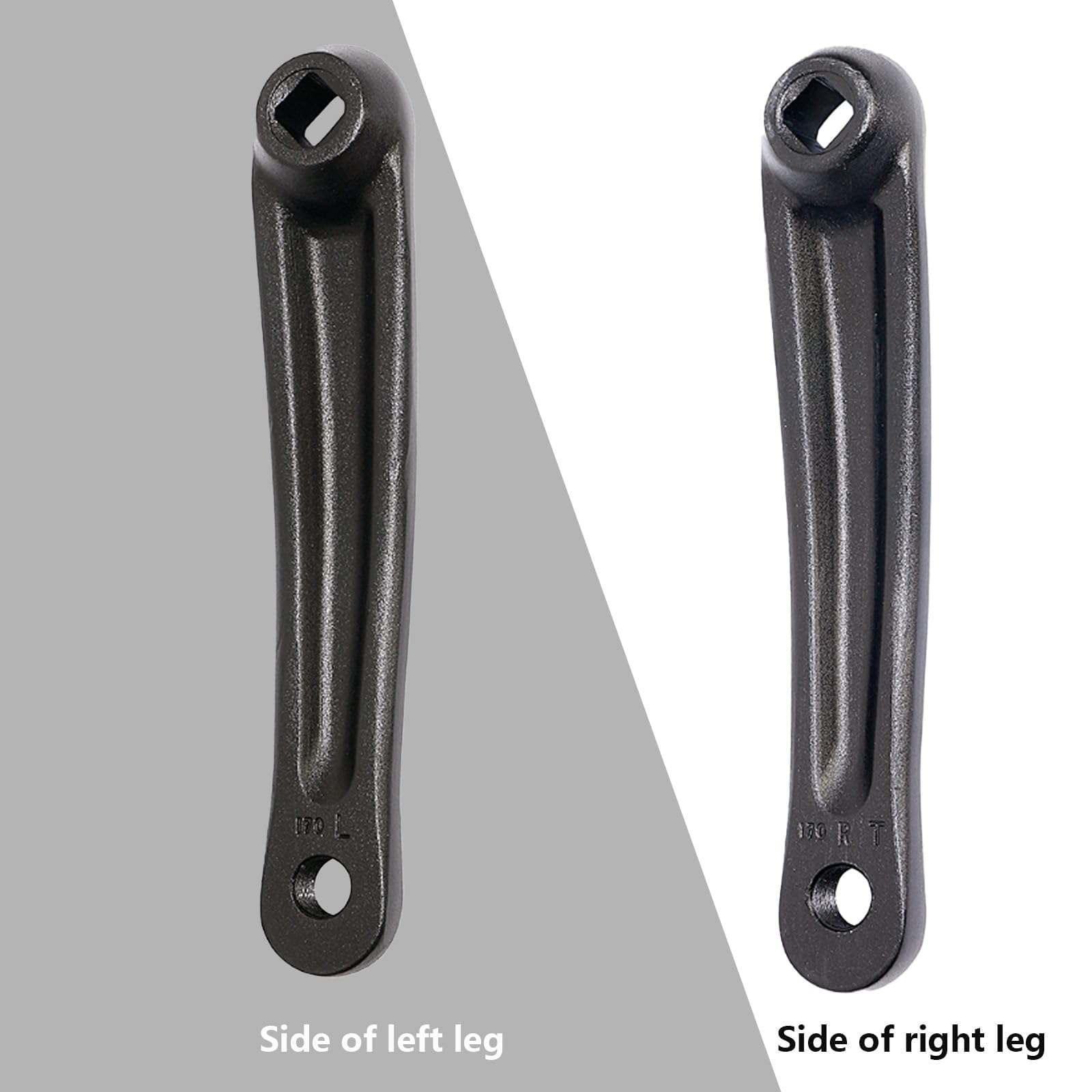 Manivelle de vélo - 170 mm - Bras de manivelle de vélo - Bras gauche - Trou rhombique - Manivelle de manivelle de vélo pour vélo, VTT, vélo de route (gauche x droite)