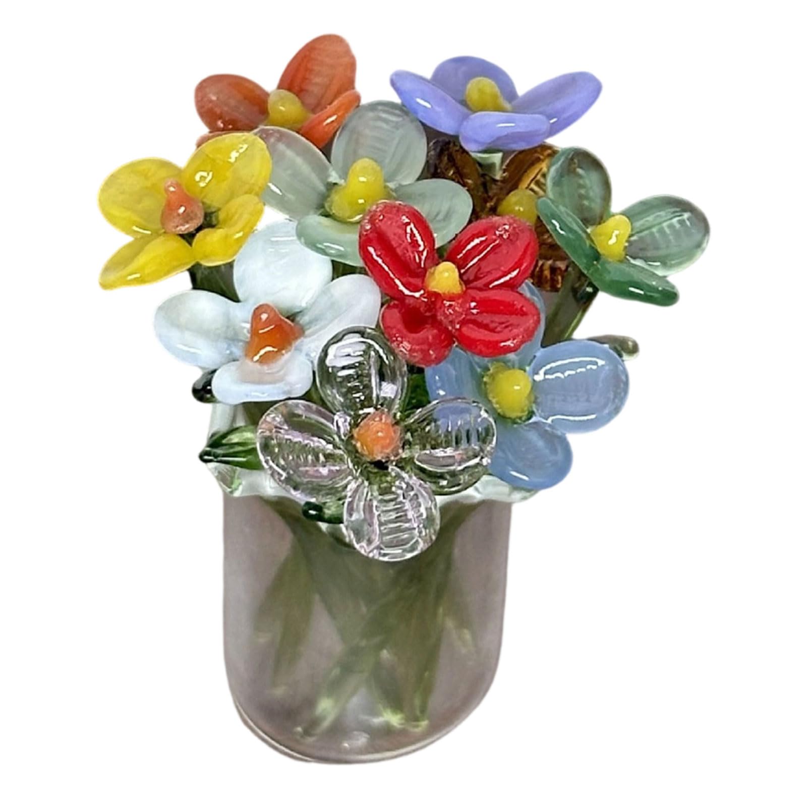 Whoasyst Clear Glass Vase Decoration with Colored Glaze Flower for Home Flower Arrangement Anniversary Wedding Table Centerpieces Glass Vase