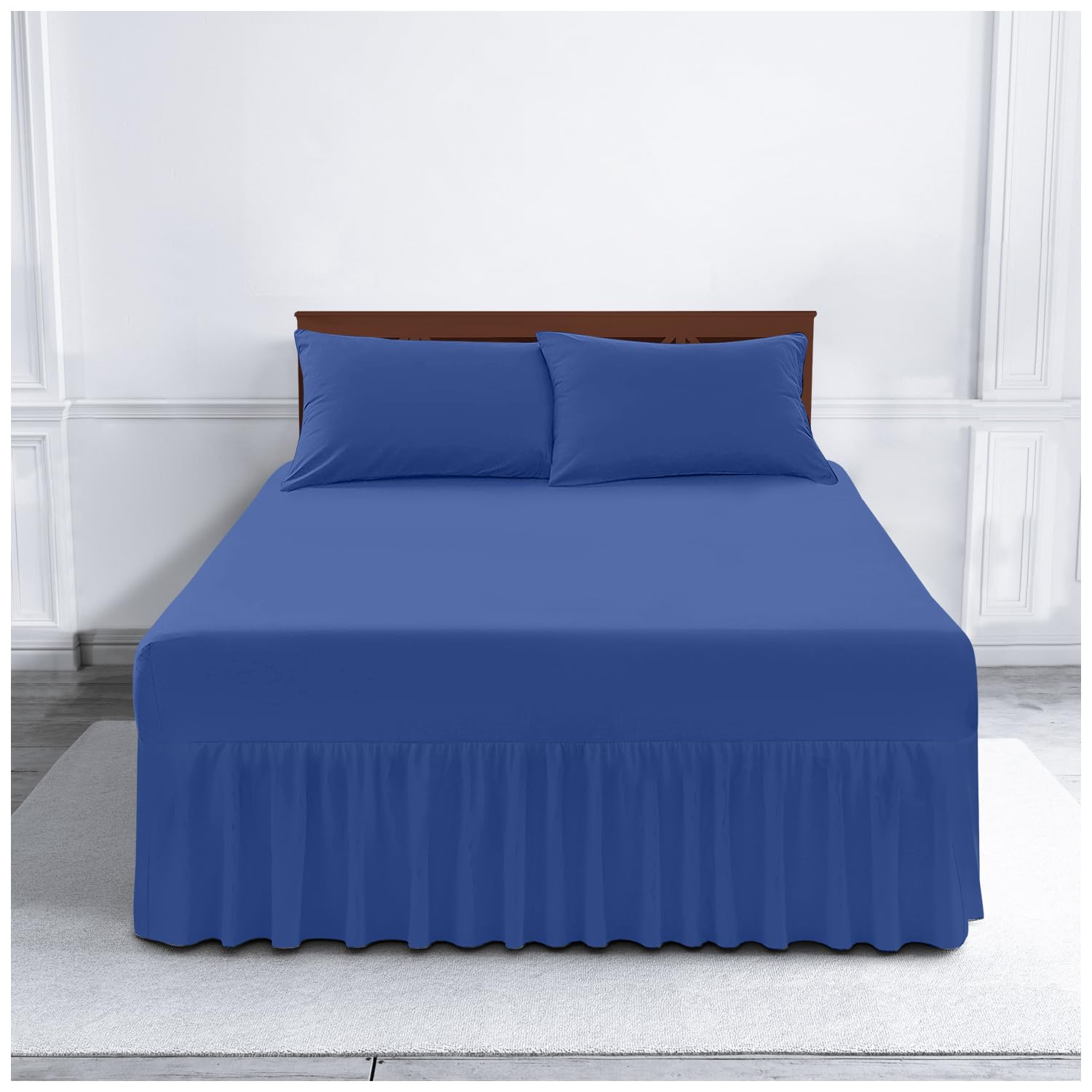 Drap-housse percale bleu marine double sans repassage pour gagner du temps