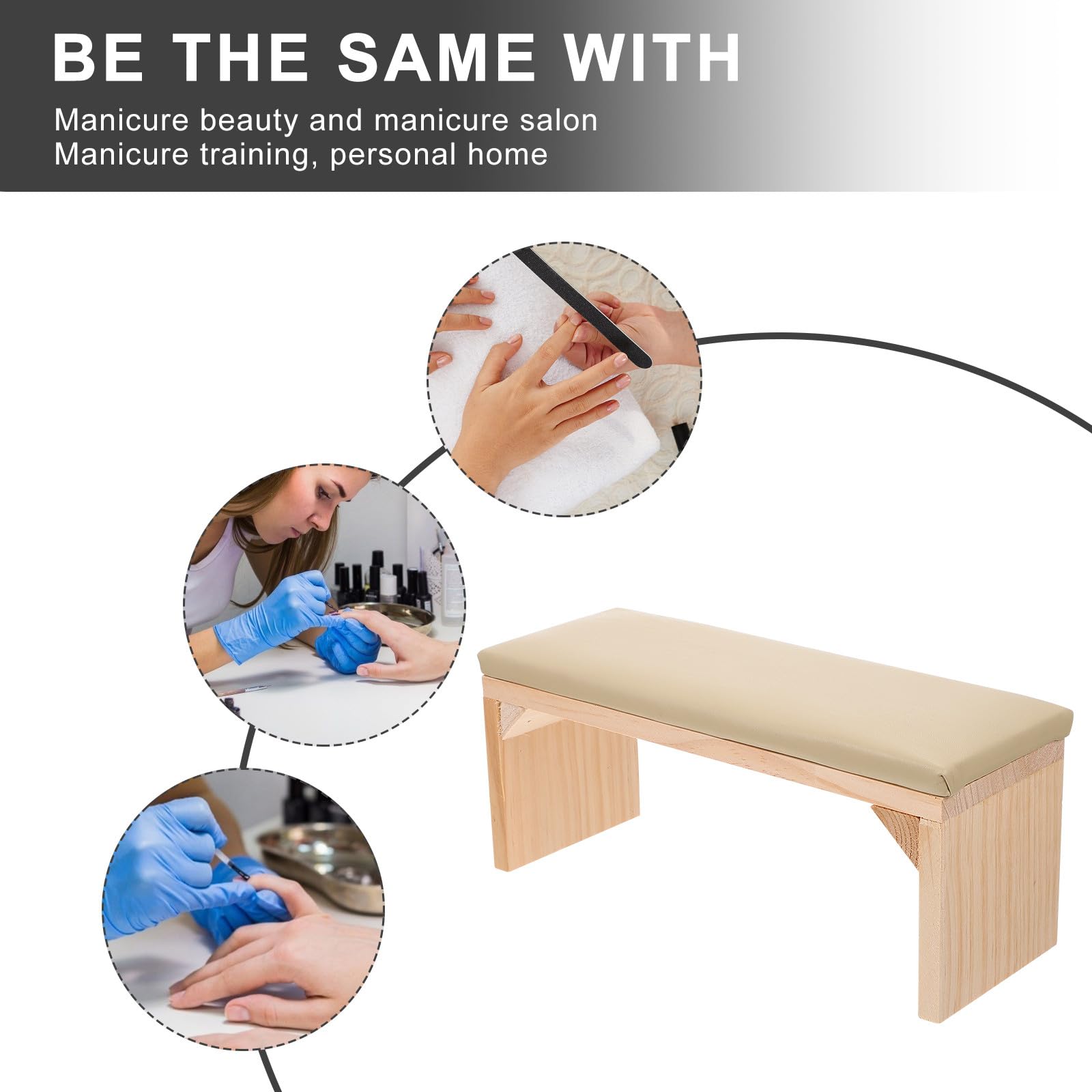 Cuscino per Mani in Legno Beige Multifunzionale per Manicure, Poggiamani Stabile per Saloni di Bellezza e Formazione Unghie