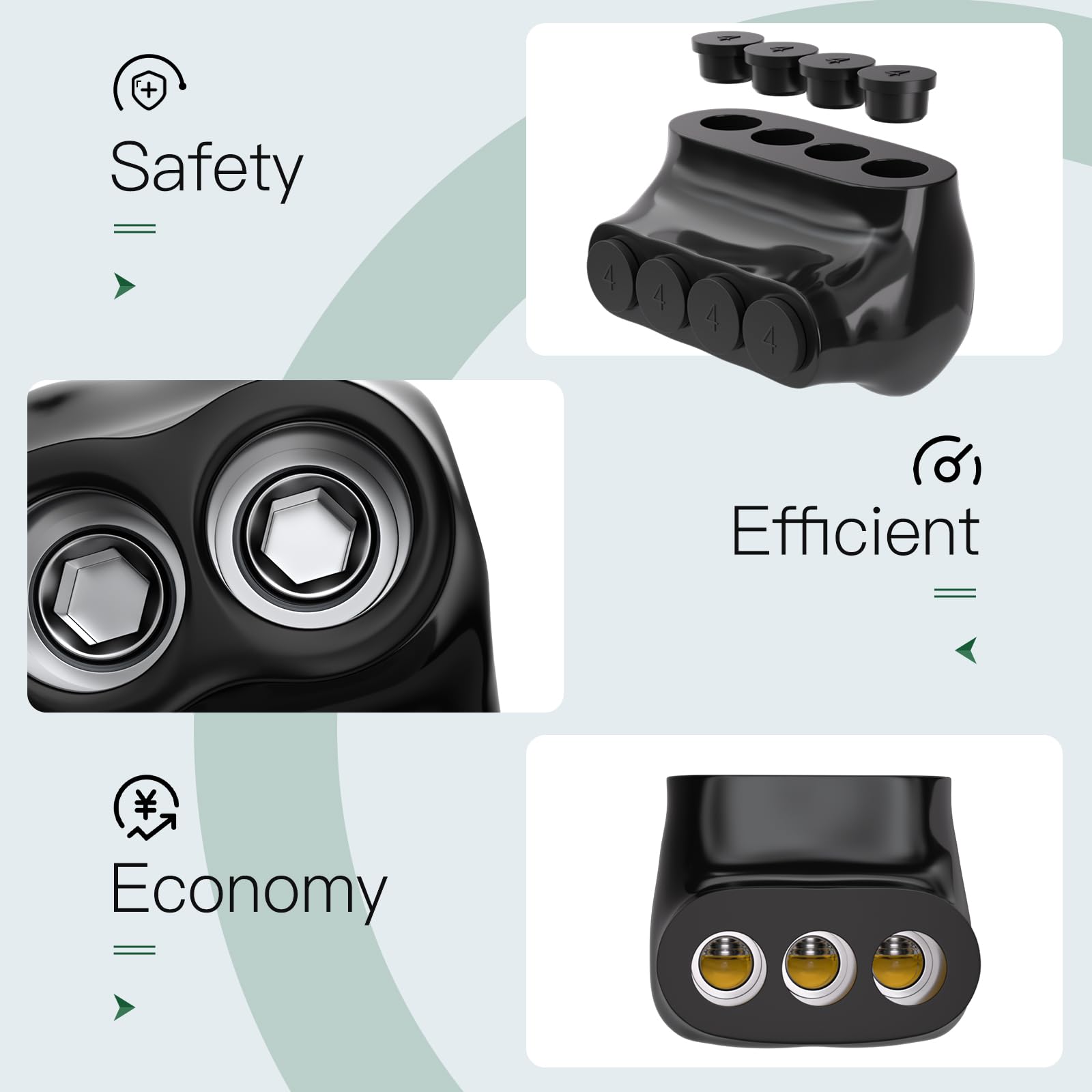 Lot de 6 connecteurs isolés à 2 ports, 3 ports, 4 ports 4-14 AWG, connecteur d'épissure électrique, revêtement en vinyle noir, double nominale pour fils de cuivre et d'aluminium