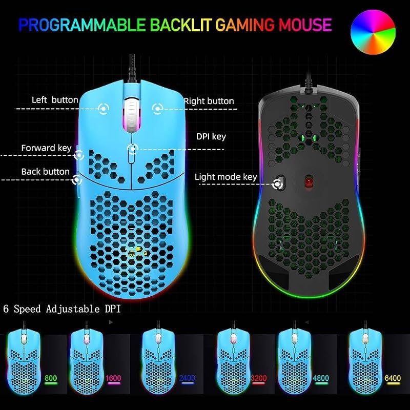 LexonElec K550 Gaming Billentyűzet és M1 Egér Szett Egérpaddal - Vezetékes Gamer Kombó PC-hez