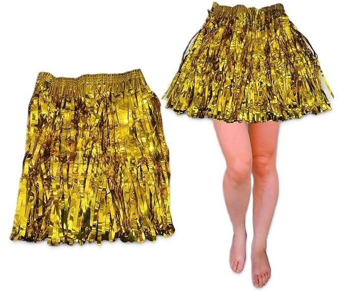 1pc Golden Metallic Fringe Stretchable Foil Skirt Lightweight and...