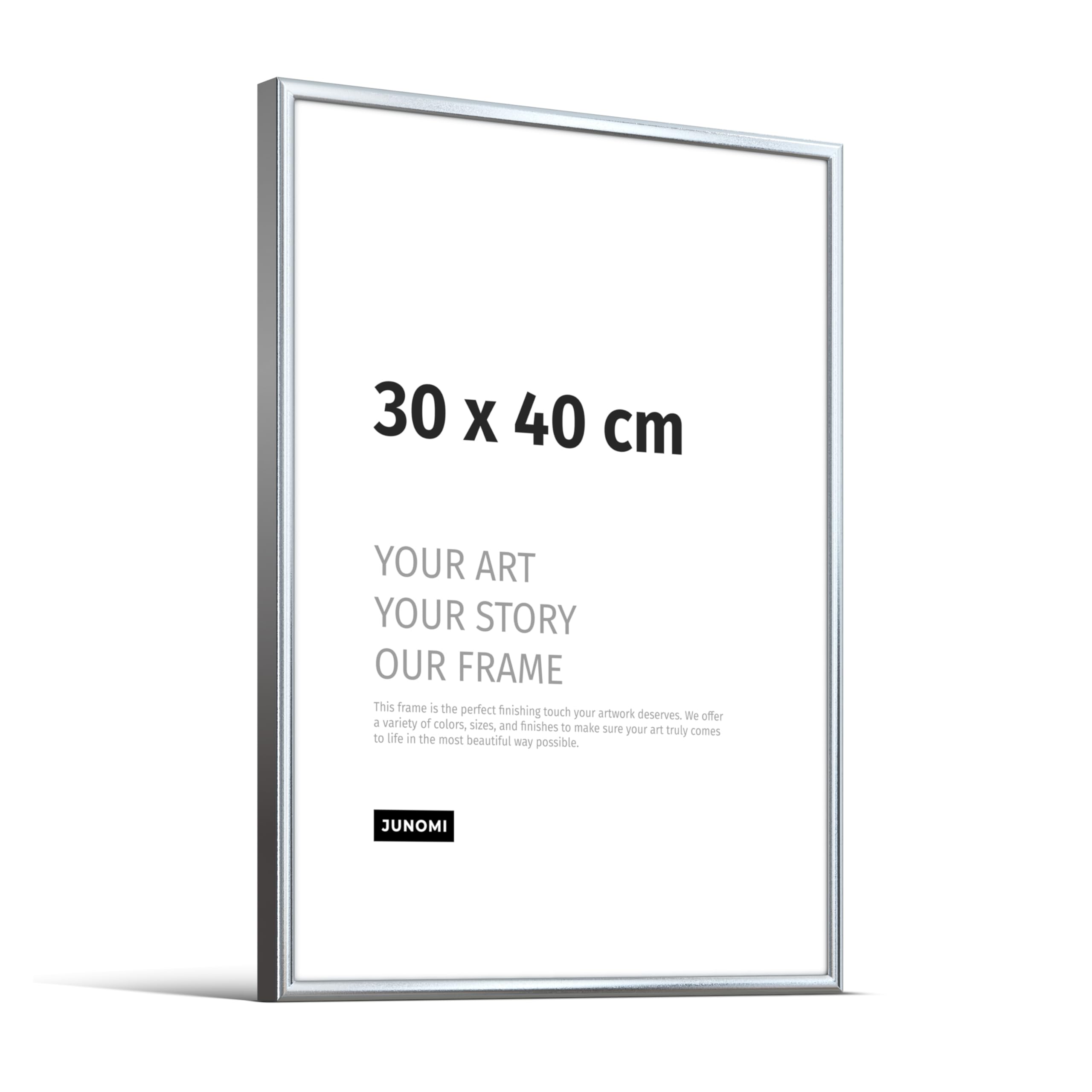JUNOMI Picture Frame 30 x 40 cm Aluminium Colour Silver (Glossy) Wall Decoration Metal with Shatterproof Acrylic Glass Picture Frame Metal