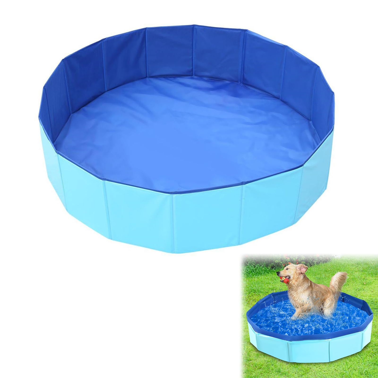 Dog Pool, Cat Pool, Dog Paddling Pool, Foldable Dog Pool, 50 x 10 cm Dog Pools for Small, Dog Swimming Pool, PVC, Swimming Pool for Dogs, Pool for Dogs (Blue)